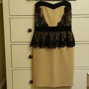 Nude & Black Lace Dress